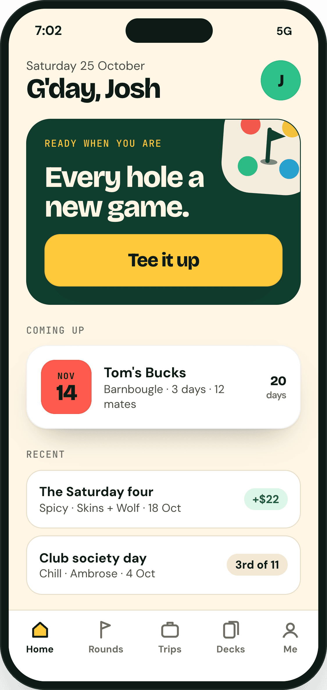 GolfBreak home: Tee it up, Tom’s Bucks in 20 days, recent rounds