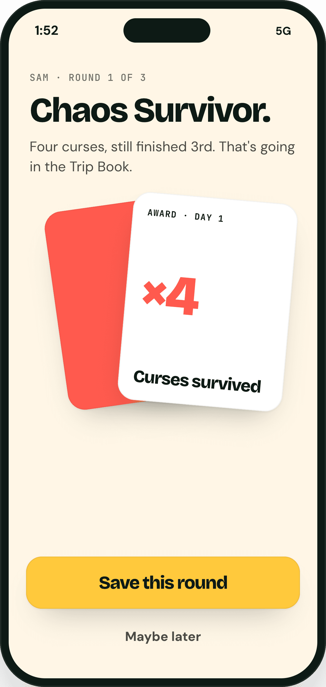 Guest award after the round: Chaos Survivor, four curses survived